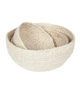 Seagrass - Gevlochten Manden Rond Set (3-delig) - Wit