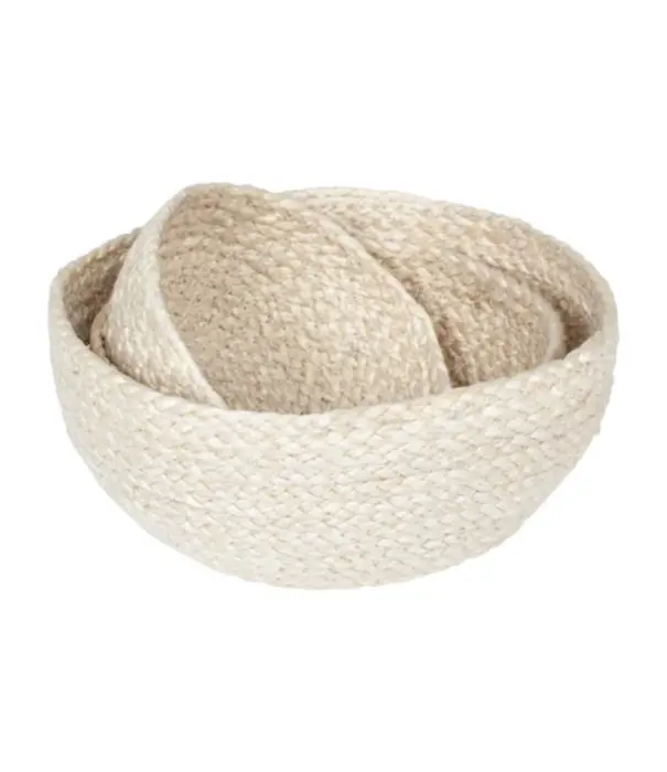 JUTTER & Co. Jute Gevlochten Manden Rond Set (3-delig) - Wit