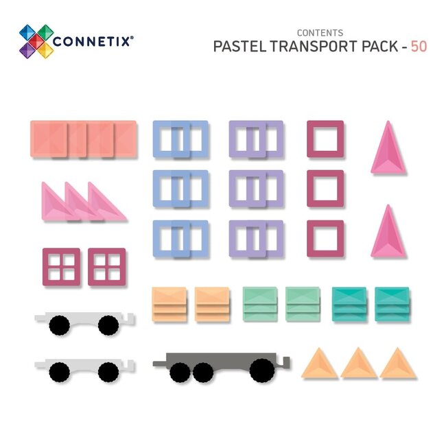 Connetix - Uitbreidingsset Pastel Transport (50-delig )