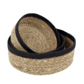 Seagrass - Gevlochten Manden Rond Set (3-delig) - Zwart