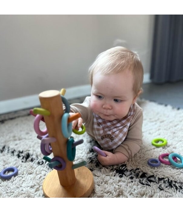 Grimm's  Grimm's - Houten Sorteerkapstok Ringen - Pastel