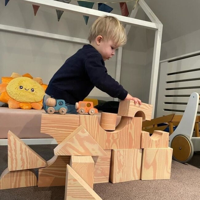 Edushape - Grote Houten Imitatie Blokken - 32 delig (75mm)