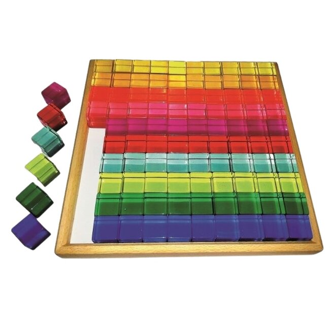 Bauspiel - Lucent Cubes - Transparant Gekleurde Blokken (100-delig)