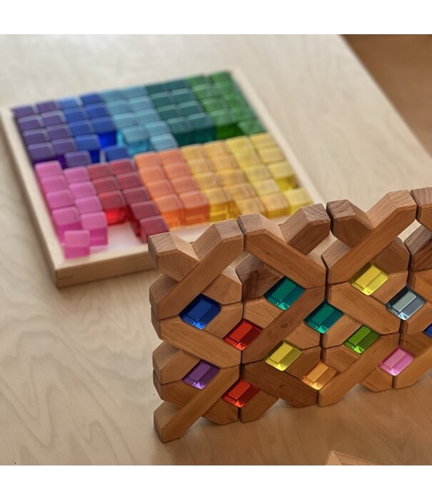 Bauspiel Bauspiel - Lucent Cubes - Transparant Gekleurde Blokken (100-delig)