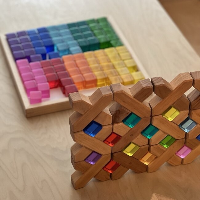 Bauspiel - Lucent Cubes - Transparant Gekleurde Blokken (100-delig)
