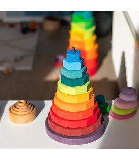 Houten Reuze Stapeltoren - Regenboog