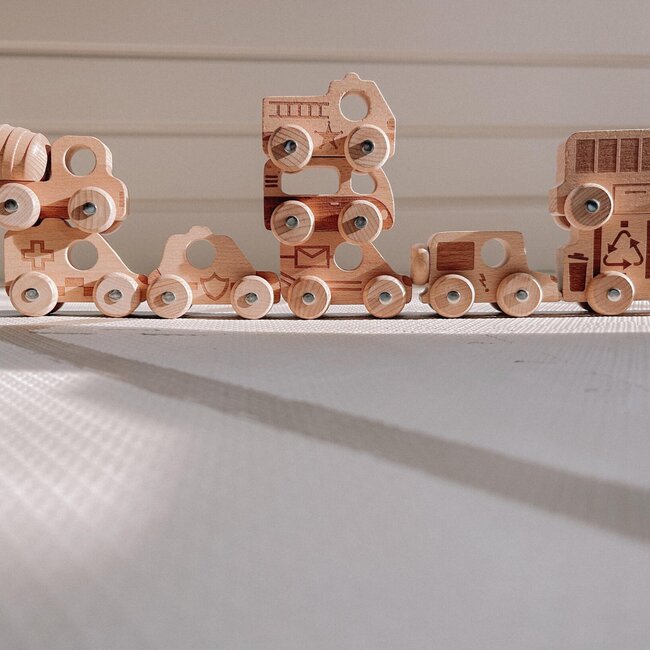 TickiT - Blank Houten Set Voertuigen (12-delig)