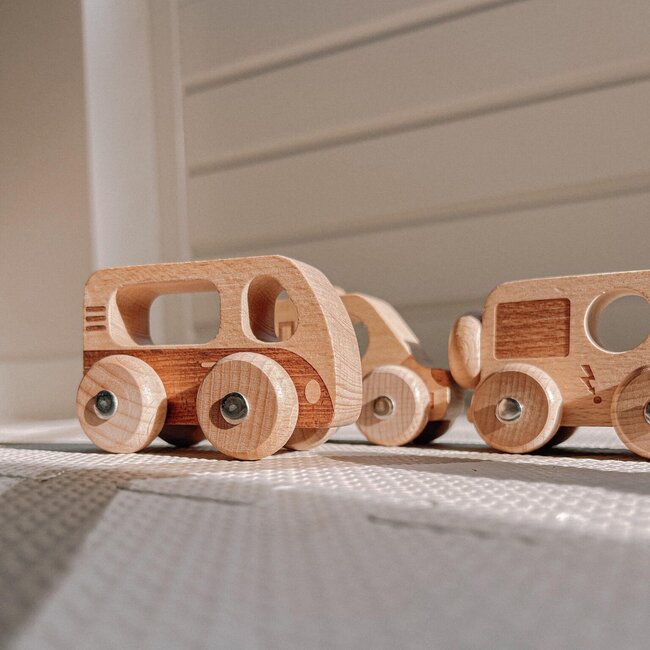 TickiT - Blank Houten Set Voertuigen (12-delig)
