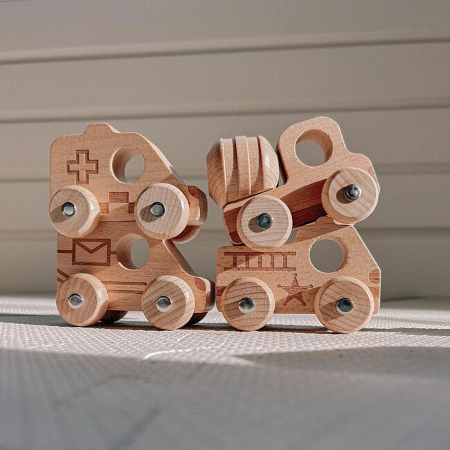 TickiT - Blank Houten Set Voertuigen (12-delig)