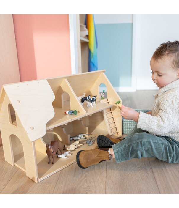 van Dijk Toys Van Dijk Toys - Houten Boerderij - Wit Dak