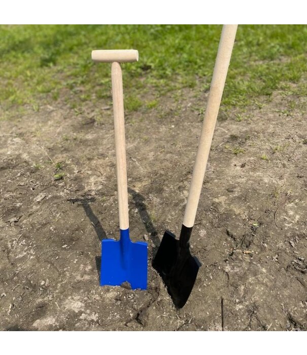 Ideal Toys - Metalen Zwarte Schep - Punt Schep en Houten Steel (80 cm)