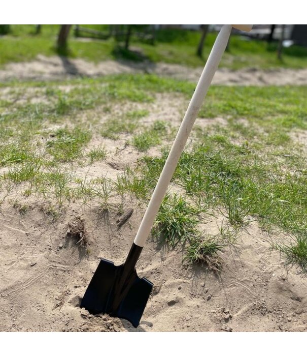 Ideal Toys - Metalen Zwarte Schep - Punt Schep en Houten Steel (80 cm)