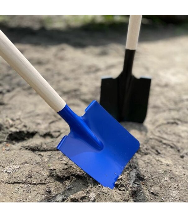 Ideal Toys - Metalen Blauwe Schep - Rechte schep met Houten Steel (60 cm)