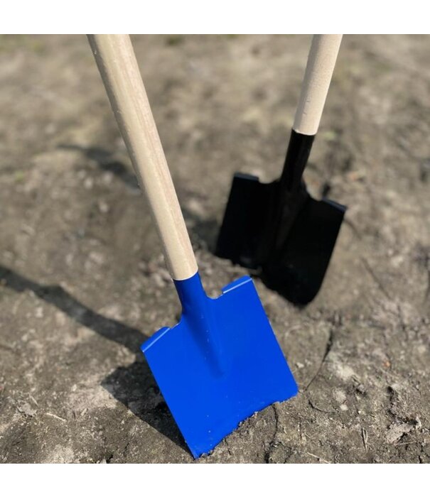 Ideal Toys - Metalen Blauwe Schep - Rechte schep met Houten Steel (60 cm)