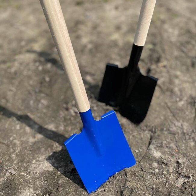 Ideal Toys - Metalen Blauwe Schep - Rechte schep met Houten Steel (60 cm)