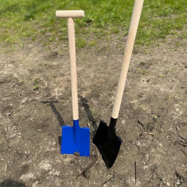 Ideal Toys - Metalen Blauwe Schep - Rechte schep met Houten Steel (60 cm)