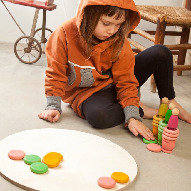 Grapat - Houten Nins met Bakjes, Ringen & Schijven - Lente (27-delig)