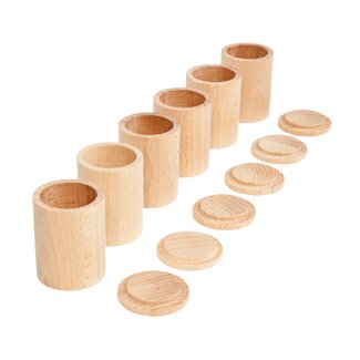 Grapat Houten Potjes met Deksel (6-delig)