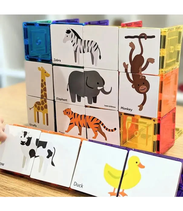 Learn & Grow Learn & Grow - Magnetische Tegel Topper - Dieren Duo Puzzel Set (40 stuks)