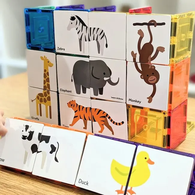 Learn & Grow - Magnetische Tegel Topper - Dieren Duo Puzzel Set (40 stuks)