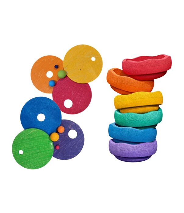 Grimm's  GRIMM'S x Stapelstein Rolling Discs Sets - Regenboog (6-delig)