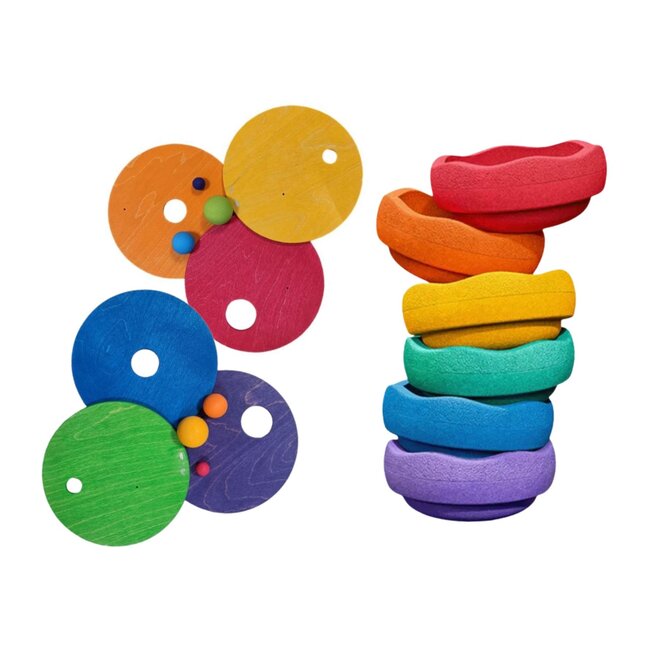 GRIMM'S x Stapelstein Rolling Discs Sets - Regenboog (6-delig)