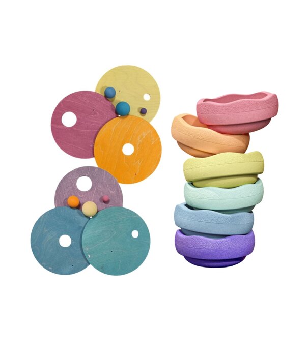 Grimm's  GRIMM'S x Stapelstein Rolling Discs Sets - Pastel (6-delig)