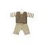 Minikane Poppen Kledingset - Gestreepte Trui, Bruine Gilet & Beige Broek