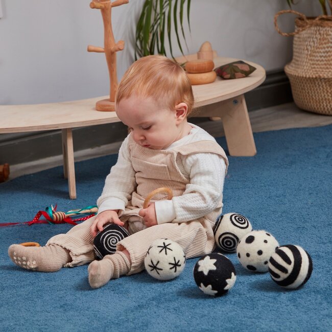 Cosy - Zachte Ballen Zwart-Wit Patroon (6-delig)