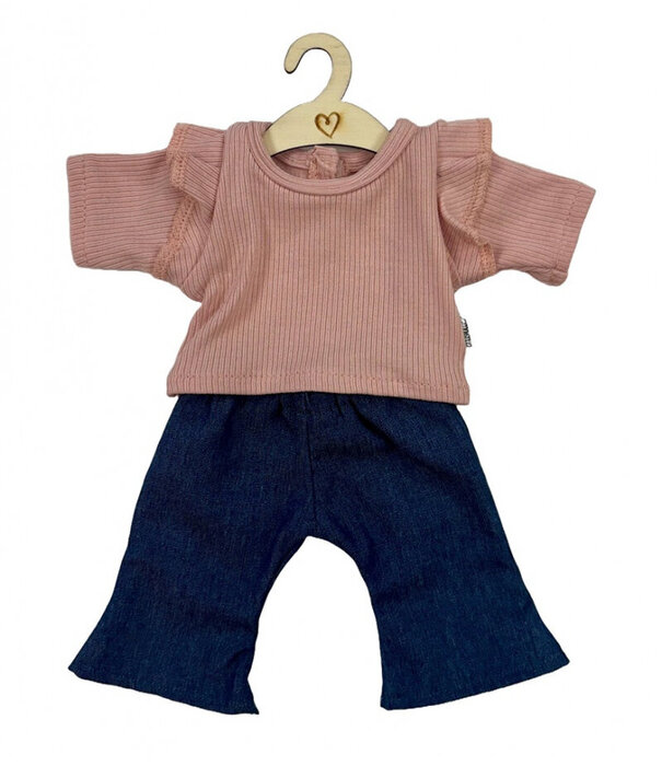 Hollie Hollie - Poppen Kledingset -  Flared Broek & Roze Shirt