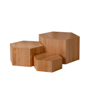Zeshoekige Tafels Eiken (3-delig)