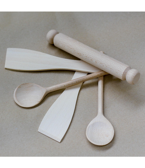 Big Jigs Toys Big Jigs Toys - Houten Lepels, Spatels en Deegroller (5-delig)