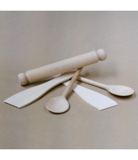 Houten Lepels, Spatels en Deegroller (5-delig)