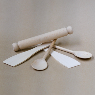 Big Jigs Toys Houten Lepels, Spatels en Deegroller (5-delig)