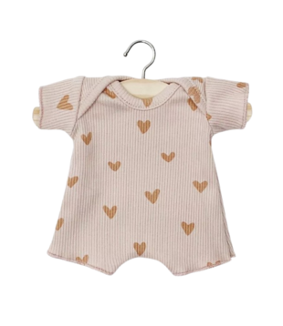 Romper - Roze met Hartjes  (Pop 28 cm)