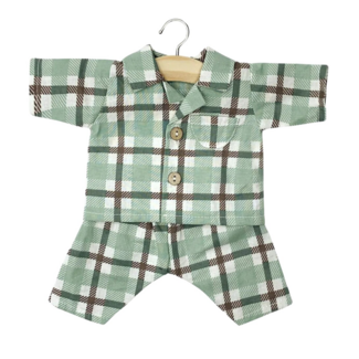 Minikane Poppen Kledingset - Pyjama Groen Geruit (pop 34 cm)