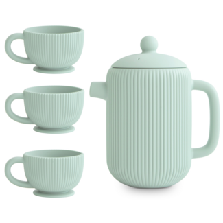 Mushie Siliconen Thee Servies Blue (4-delig)