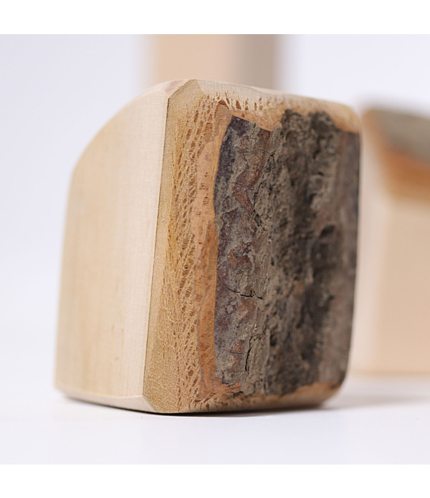 Grimm's  Grimm's - Houten Bouwblokken Waldorf Naturel met Schors (15-delig)