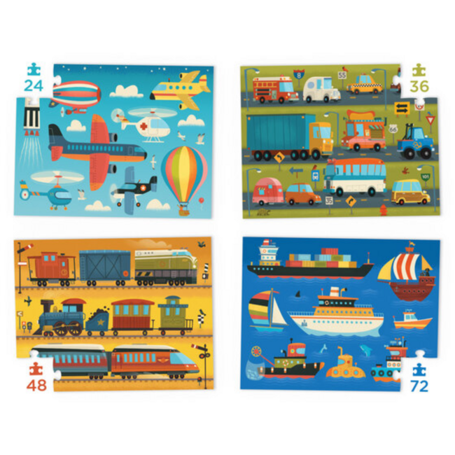 Crocodile Creek - 4-in-1 Puzzel - Vehicles | 4+