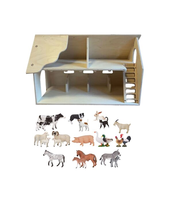 JUTTER & Co. JUTTER & Co. || Ready to Play Speelpakket - Van Dijk Toys Houten Boerderij Pakket  Peuters & Kleuters