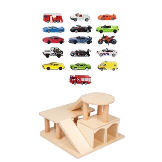 JUTTER & Co. Ready to Play Speelpakket - Van Dijk Toys Houten Garage Pakket  Peuter & Kleuter