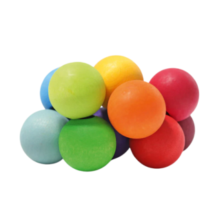 Grimm's  Houten Rammelaar en Bijtring Kralen - Regenboog