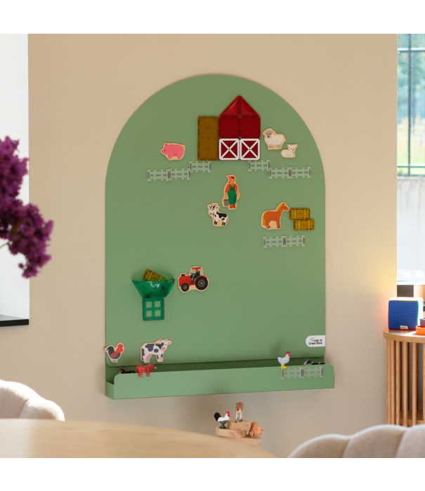 JUTTER & Co. JUTTER & Co. || Ready to Play Speelpakket - Magneetboog + Opbergschap L Groen + Connetix Pastel (120-delig)