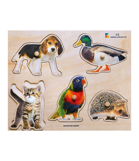Houten Puzzel - Dieren (5-delig) | 2+