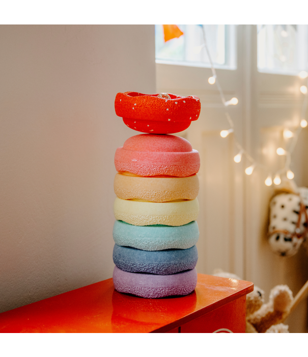 Stapelstein TIJDELIJKE ACTIE || Stapelstein - Special Mini Stapelstenen Set - Rainbow Pastel + Mini Blush (7-delig)