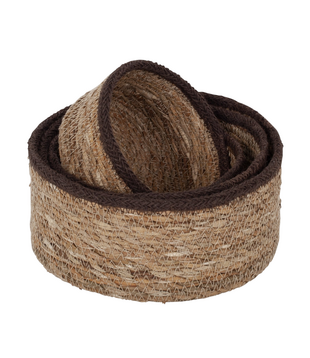 Seagrass - Kleine Gevlochten Manden Set (4-delig) - Bruin