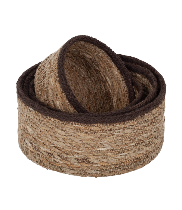 Dixie Dixie - Seagrass - Kleine Gevlochten Manden Set (4-delig) - Bruin
