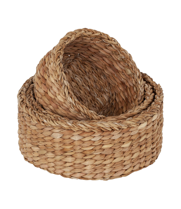 Dixie Dixie - Seagrass - Grof Gevlochten Manden Set Rond (3-delig)