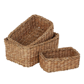 Dixie - Seagrass - Grof Gevlochten Manden Set Rechthoekig (3-delig)