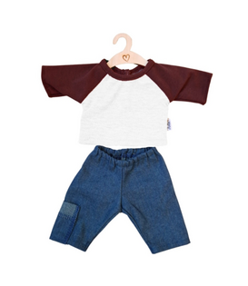 Poppen Kledingset -  Broek & Shirt - Wit Bordeaux